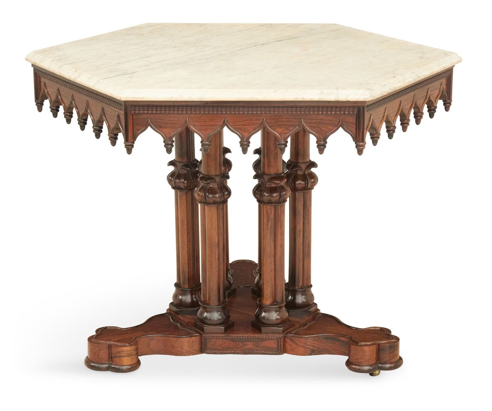 American Gothic Revival Marble-Top Center Table - 6