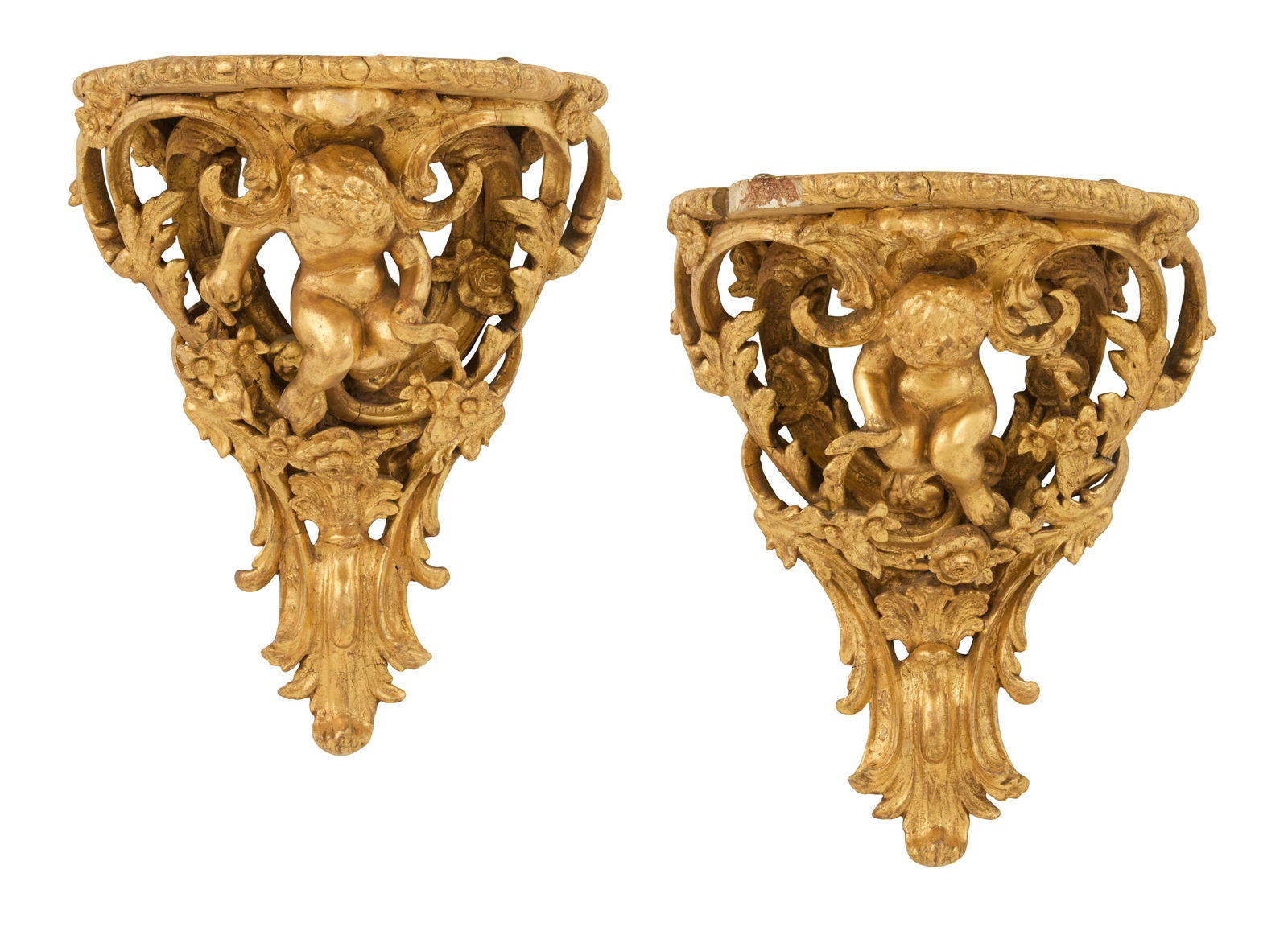 Pair of French Rococo-Style Giltwood Brackets (1 of 5)