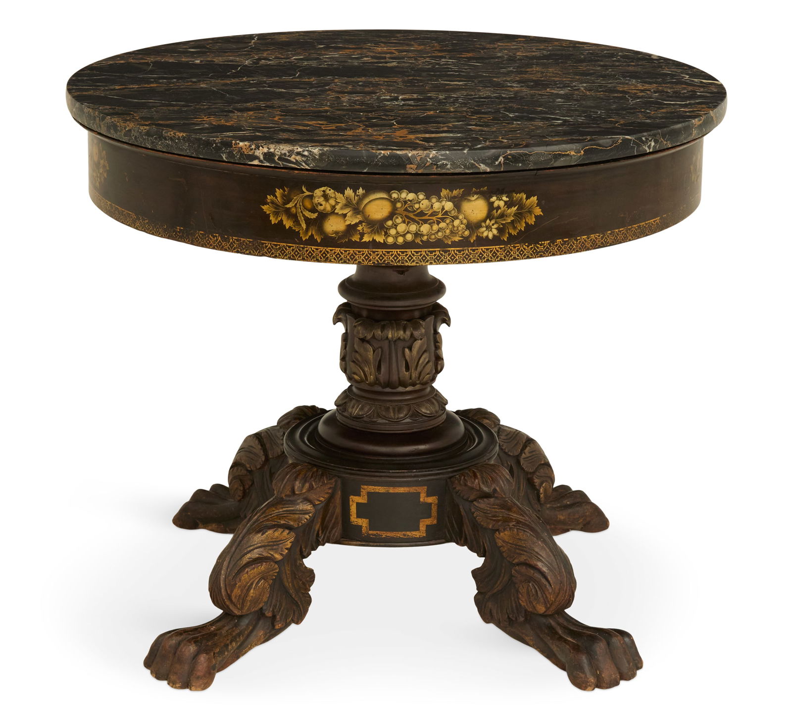 American Stenciled Mahogany and Marble-Top Table (1 of 4)