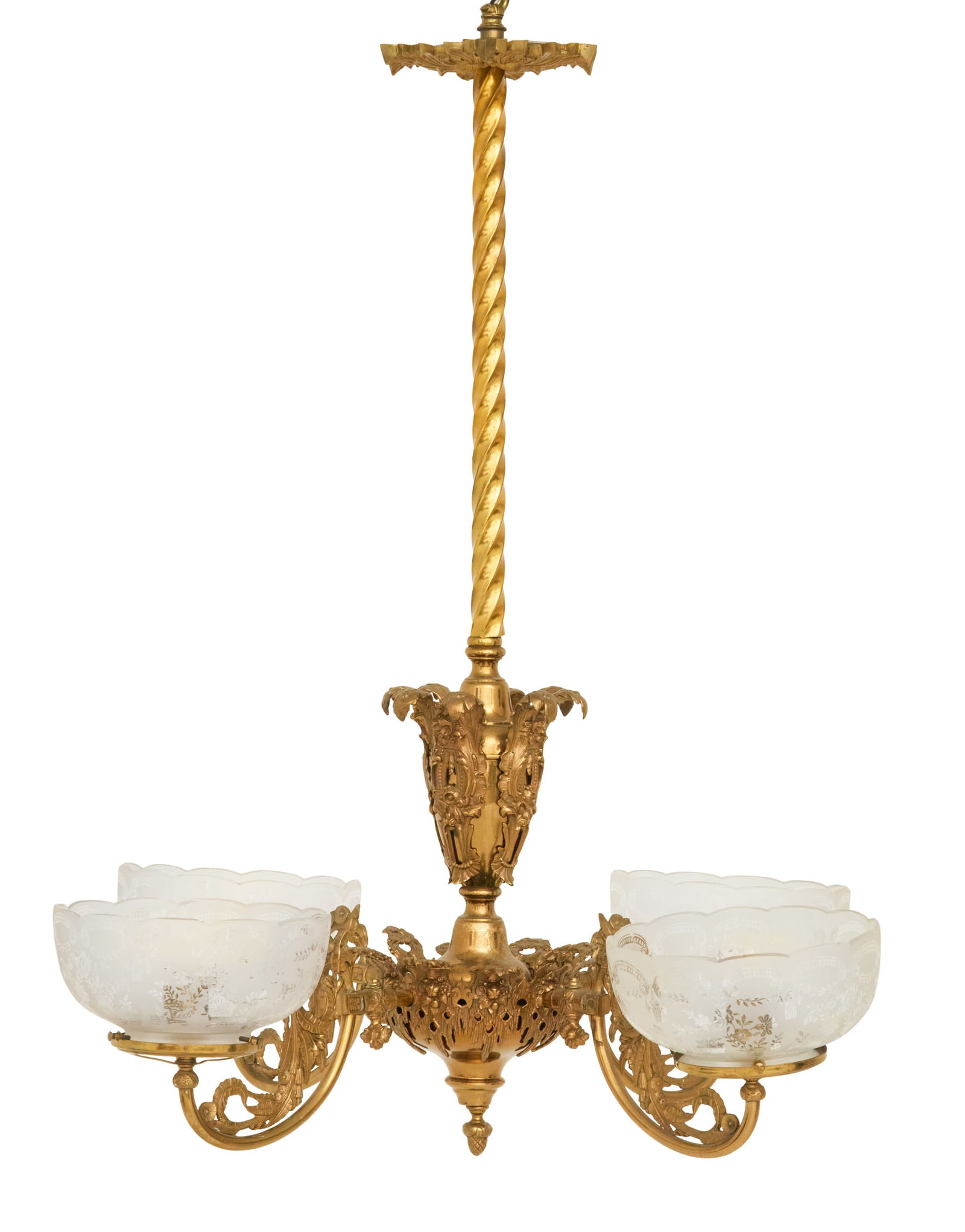 Philadelphia Four-Light Brass Chandelier (1 of 2)
