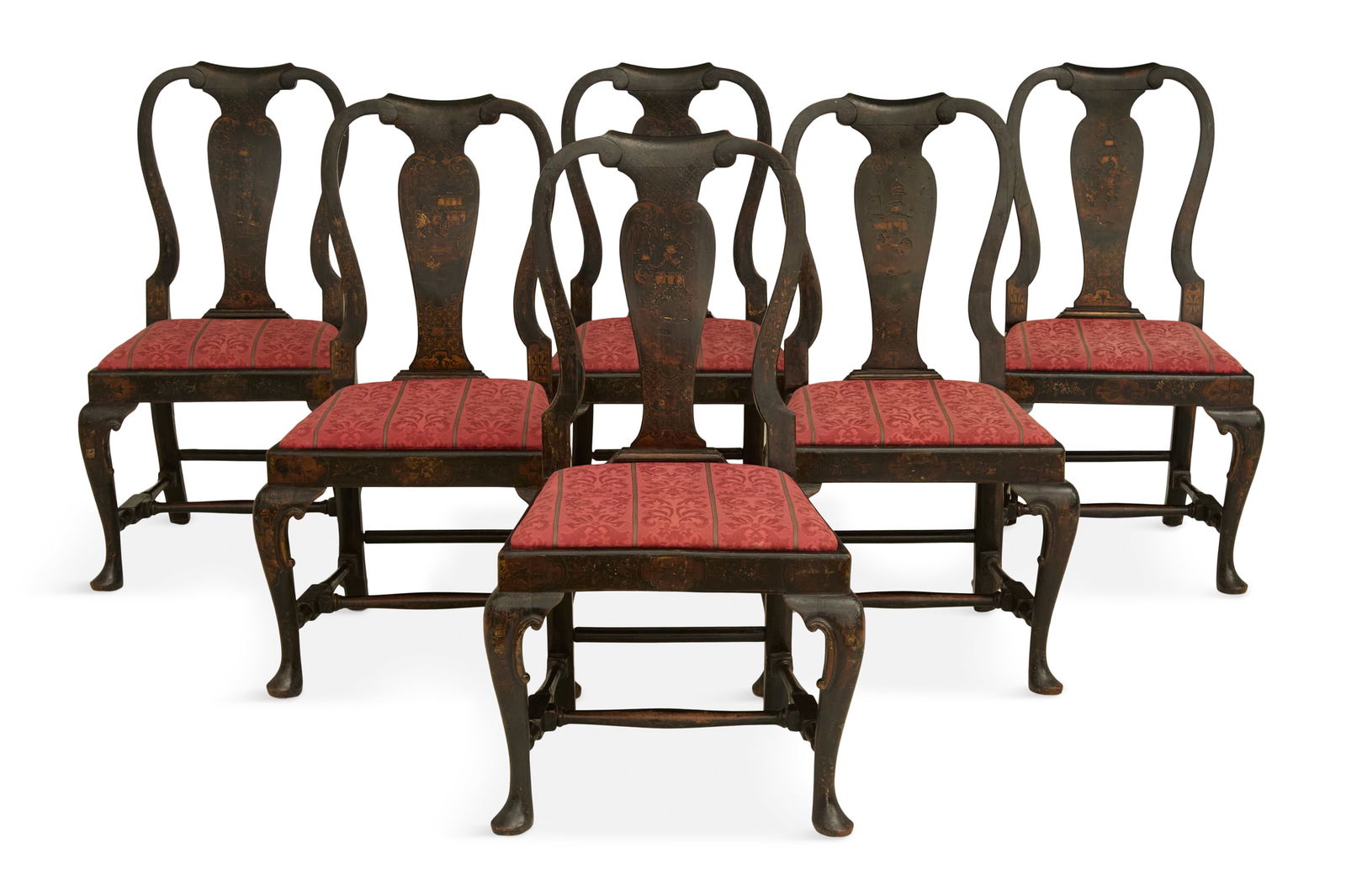 Six Queen Anne-Style Ebonized Side Chairs (1 of 4)