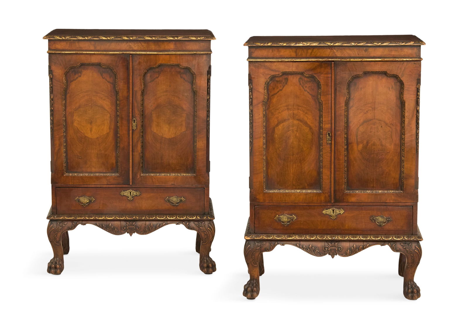 Pair of Georgian Walnut and Parcel-Gilt Cabinets (1 of 3)
