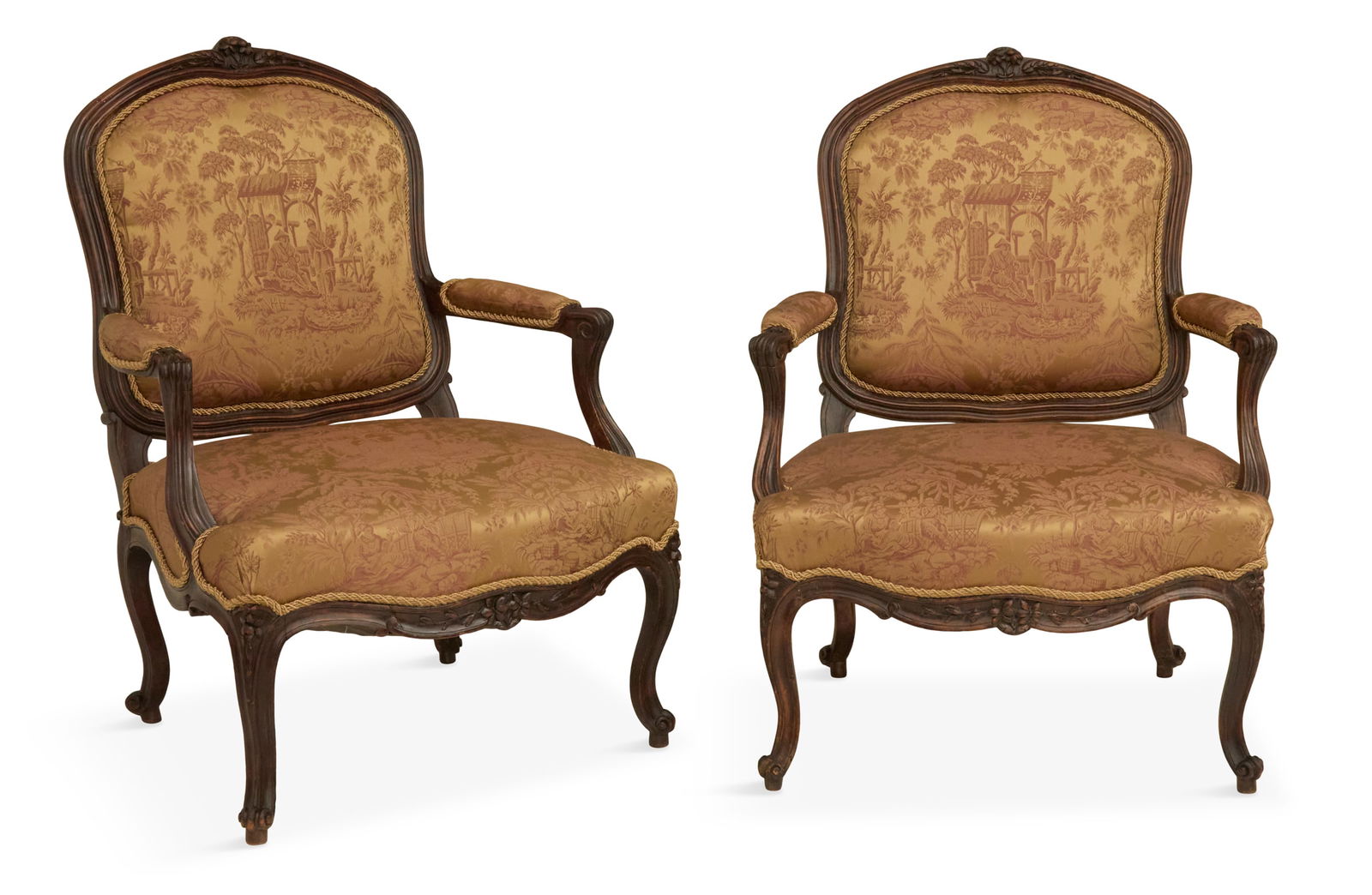 Pair of Provincial Louis XV-Style Fauteuils (1 of 3)