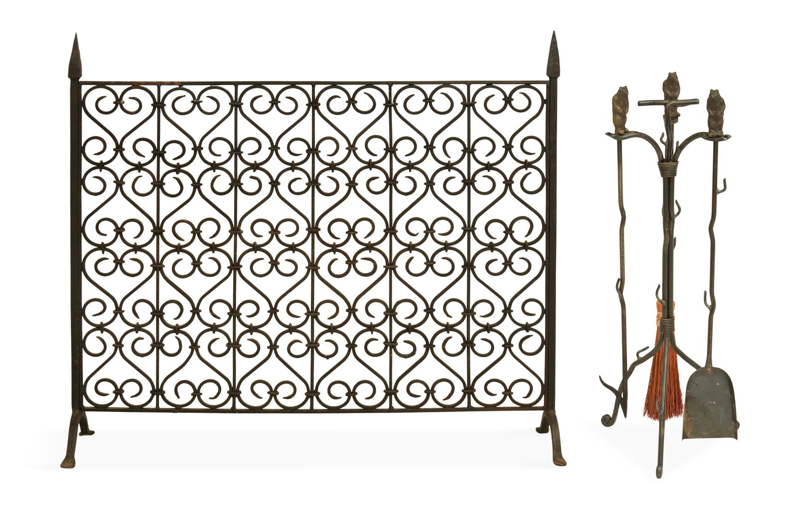 Patinated Bronze and Iron Fire Set (1 of 6)