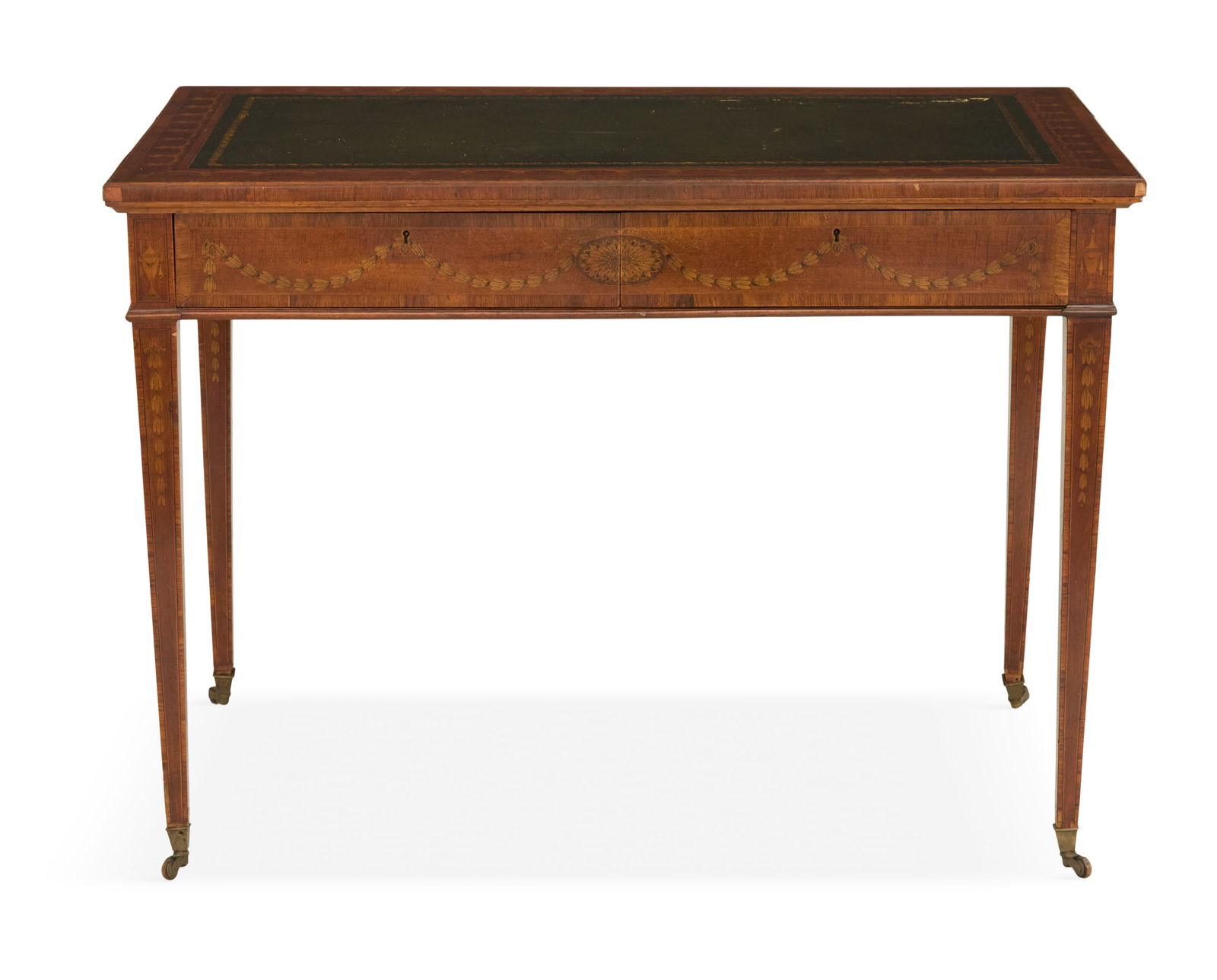 Edwardian Kingwood and Mixed Woods Writing Desk (1 of 3)