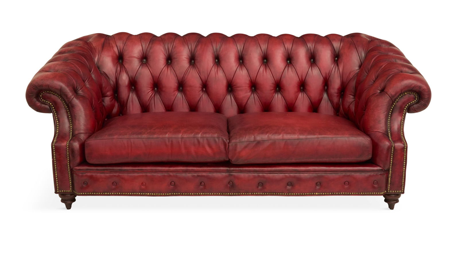 Red Leather Chesterfield Sofa (1 of 3)
