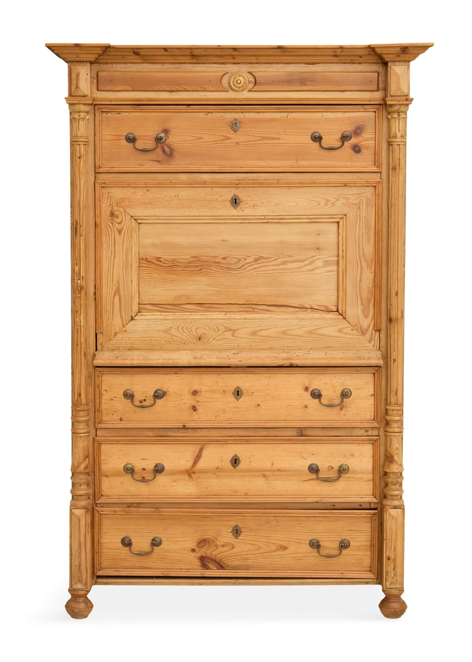 English Scrubbed Pine Drop-Front Desk (1 of 4)