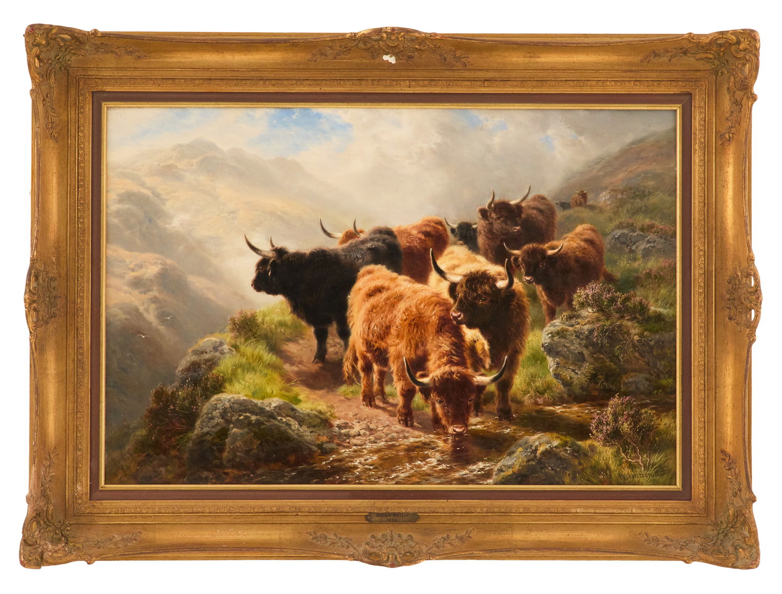 William Watson (British, 19th Century): William Watson (British, 19th Century) "Fresh Morning, Glen Goil, Argyleshire", 1890 oil on canvas signed and dated lower right, signed and titled en verso. Framed. 20" x 30", framed 27-1/2" x 38"
