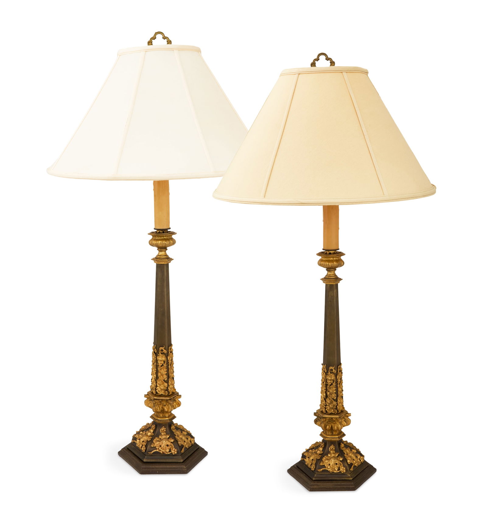 Pair of English Bronze Lamps (1 of 3)