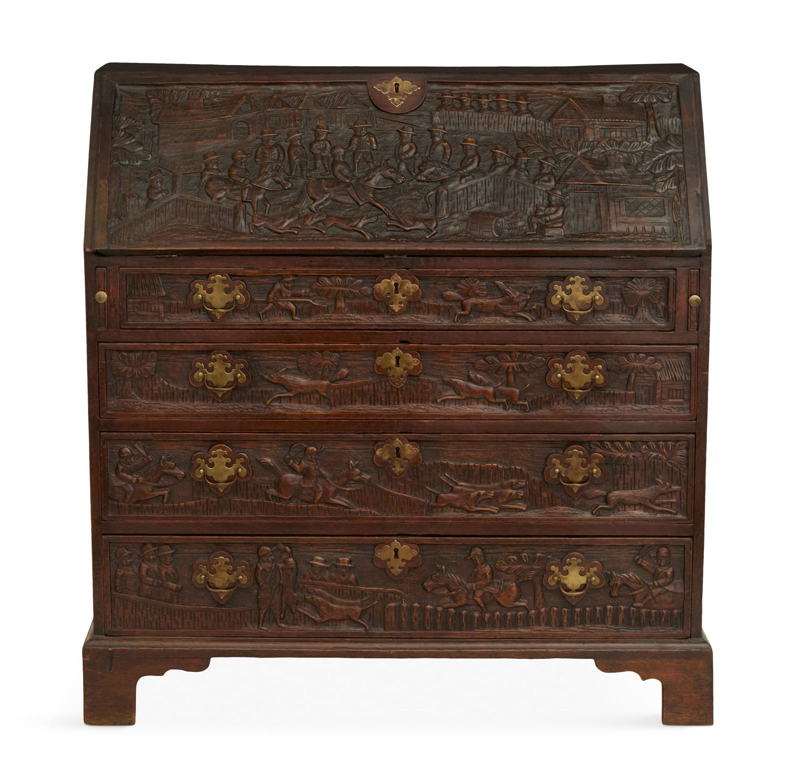 English Carved Oak Slant-Front Desk (1 of 4)