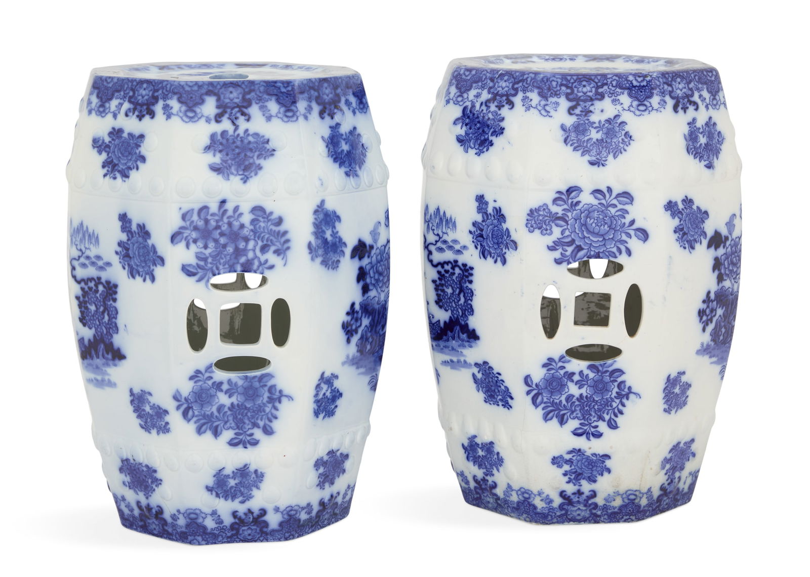 Pair of English "Kaolin Ware" Garden Seats - 4