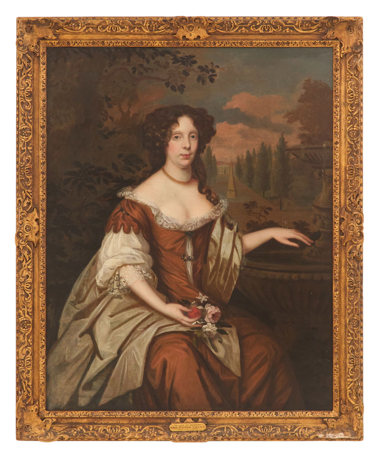 British School (Fourth Quarter 17th Century): British School Fourth Quarter 17th Century "Portrait of Mary of Modena, Queen Consort of England, Scotland and Ireland" oil on canvas unsigned, with title plaque identifying sitter and attributing