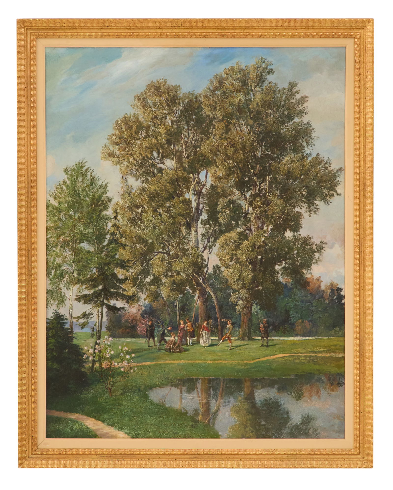 Edward R. Sitzman (American, 1874-1949): Edward R. Sitzman (American, 1874-1949) "Promenade", 1908 oil on canvas signed and dated lower left. Framed. 46-1/2" x 35-1/2", framed 51-1/2" x 40-1/2"