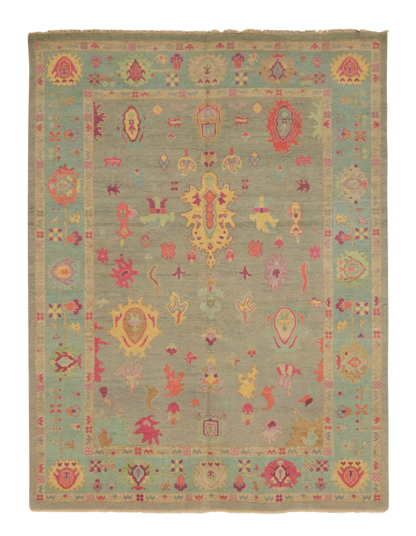 Turkish Angora Oushak Carpet: Turkish Angora Oushak Carpet9' 1" x 12' 1"