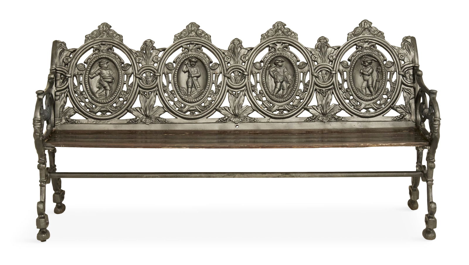 Pair of Cast-Iron and Wood Garden Benches - 2