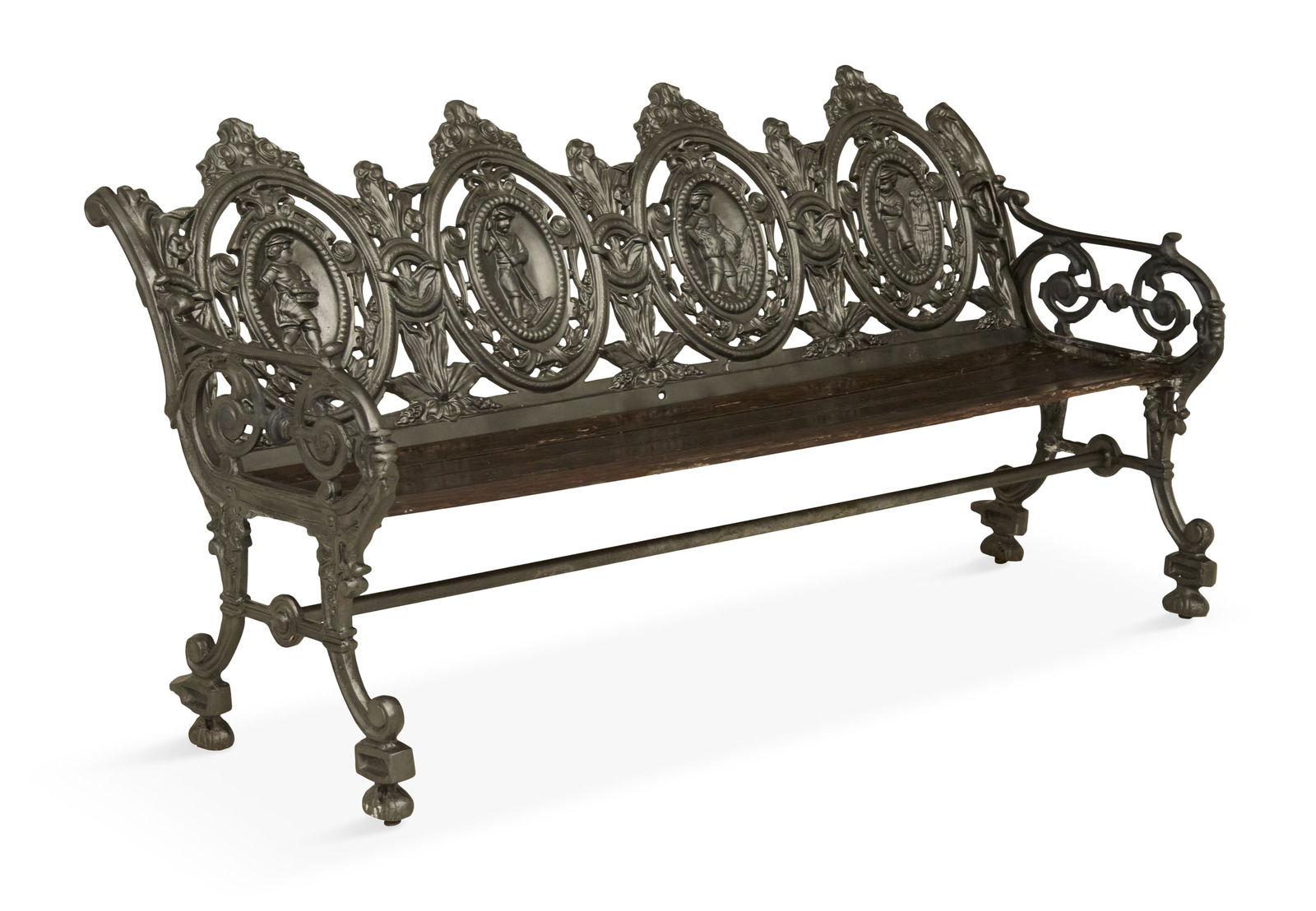 Pair of Cast-Iron and Wood Garden Benches - 3