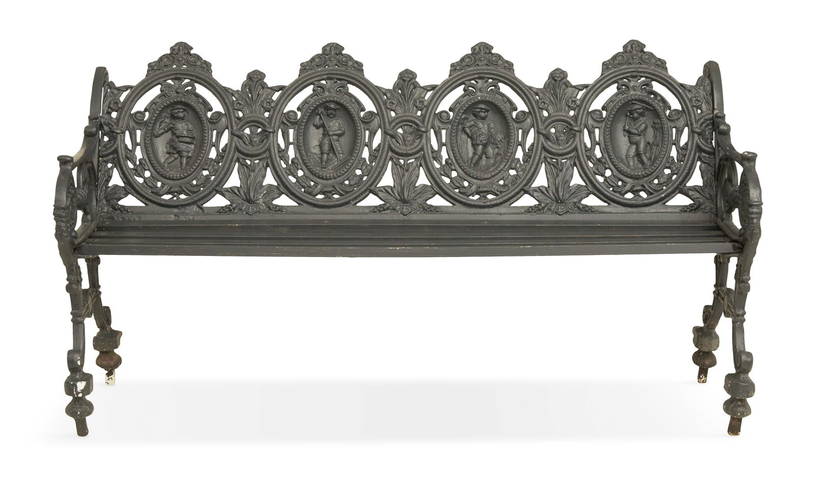 Pair of Cast-Iron and Wood Garden Benches - 5