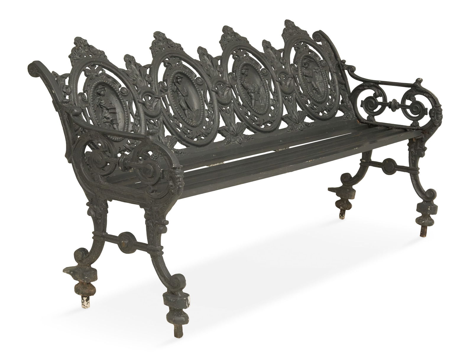 Pair of Cast-Iron and Wood Garden Benches - 6