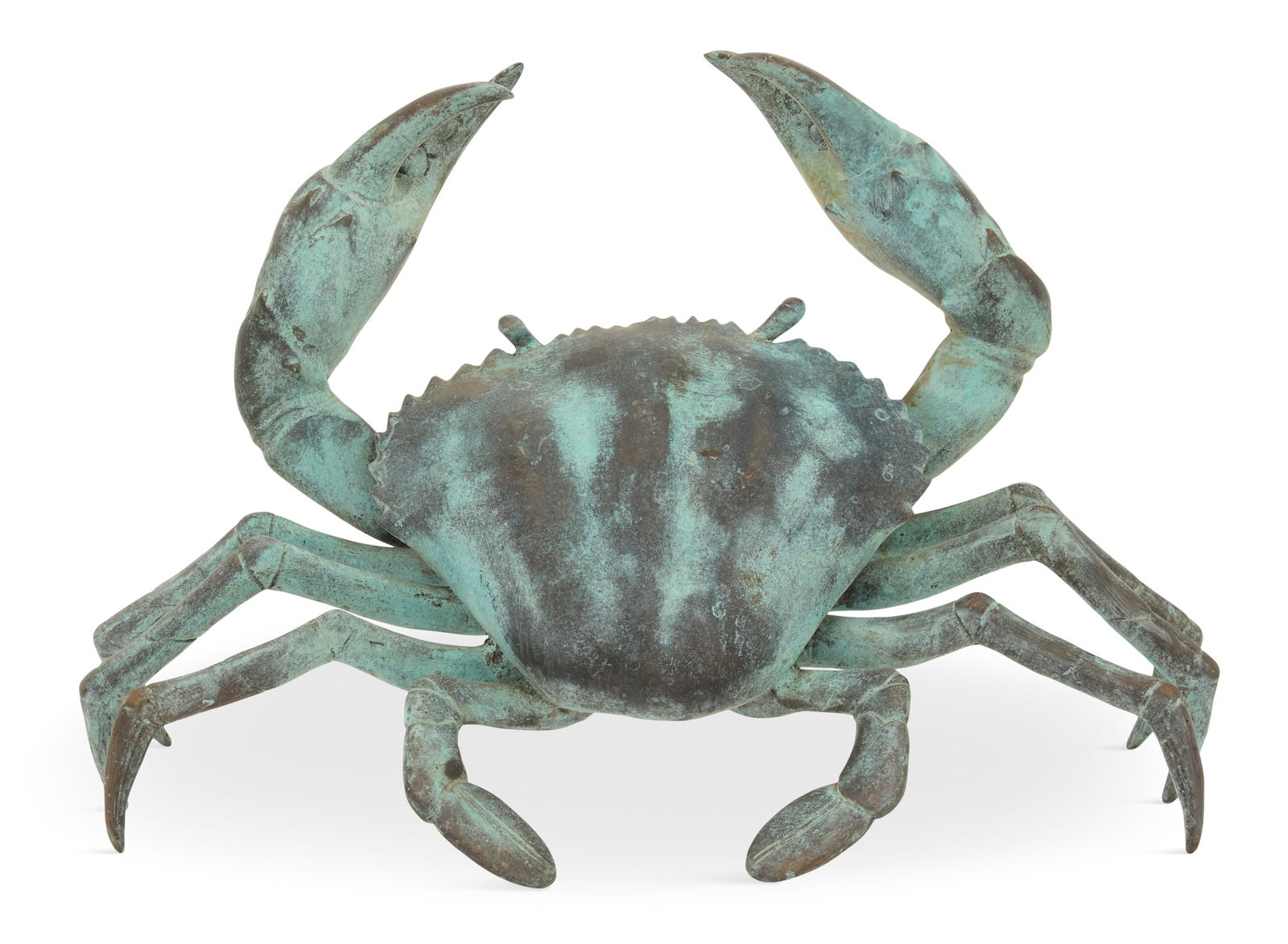Large-Scale Bronze Figure of a Crab: Large-Scale Bronze Figure of a Crabrealistically modeled, with a green verdigris patina.h. 20", w. 31-1/2", d. 16"