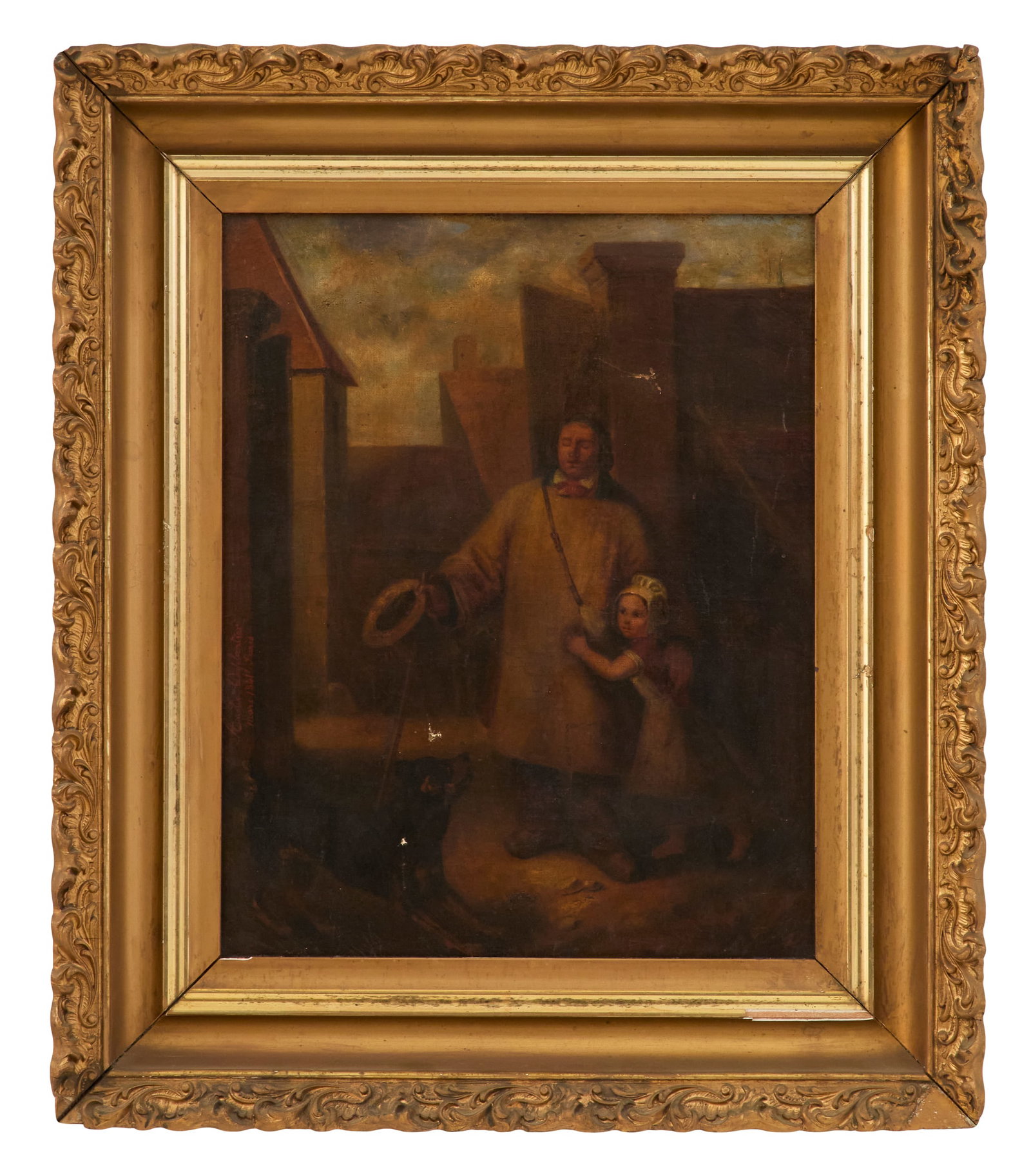 Amelie A.A.D. Peniston (American, 1821-1845): Amelie Augustine Allard Duplantier Peniston(American/Louisiana, 1821-1845)"Father and Daughter", 1841oil on canvassigned, dated and localized "Paris" along left edge.Framed.16" x 13", framed 22-1/4" x
