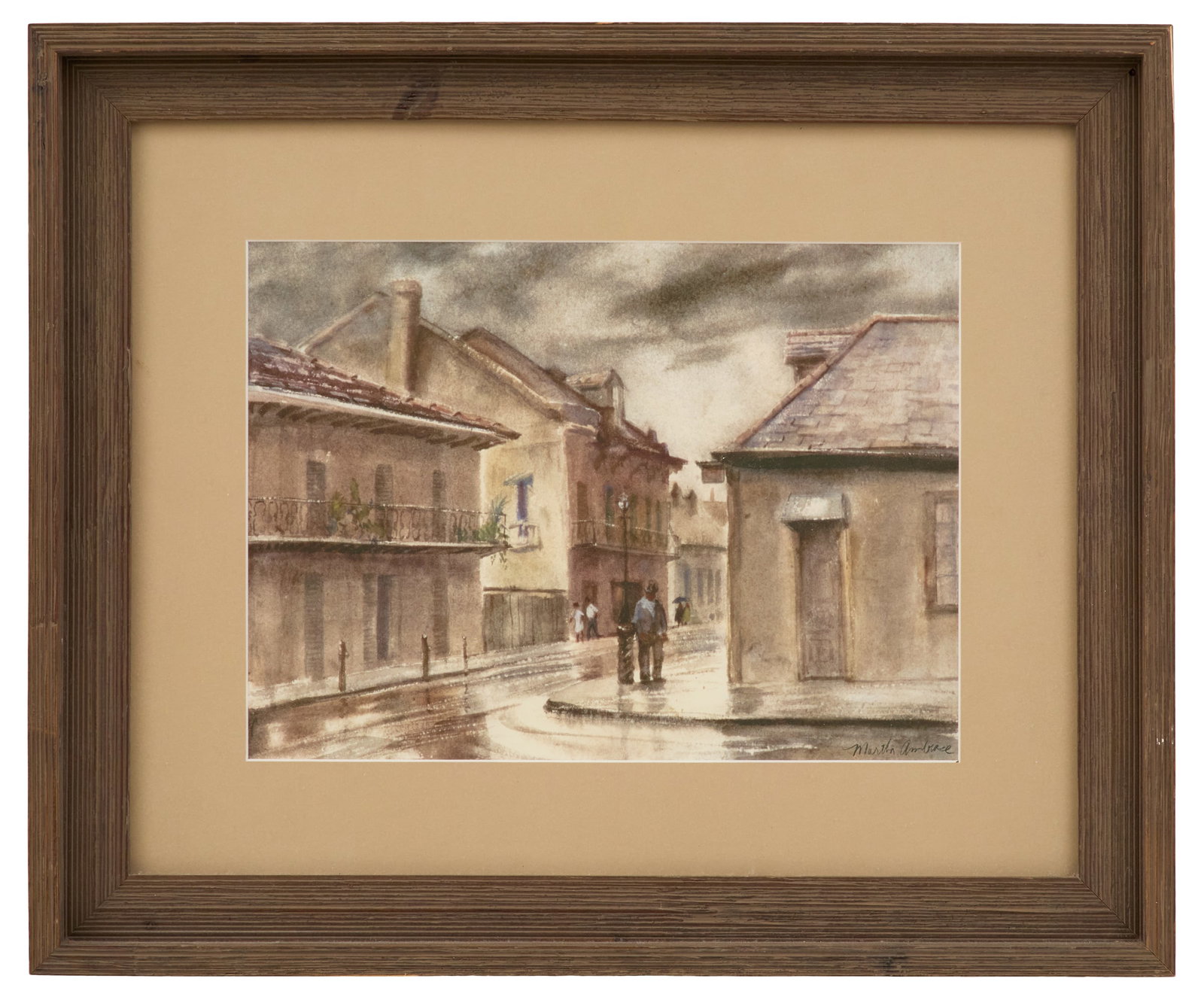 Martha Wright Ambrose (US/Louisiana, 1914-2000): Martha Wright Ambrose(American/Louisiana, 1914-2000)"French Quarter, New Orleans"watercolor on papersigned lower right.Matted, glazed and framed.sight 10-1/2" x 14-1/2", framed 19-1/4" x 23-1/4"