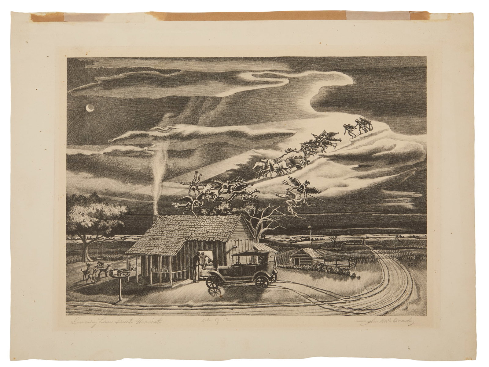 John McCrady (American/Mississippi, 1911-1968): John McCrady(American/Mississippi, 1911-1968)"Swing Low Sweet Chariot", 1941lithograph on paperinitialed in stone "J.McC." lower right, and pencil-signed, titled and numbered "ed. of 12" in lower marg