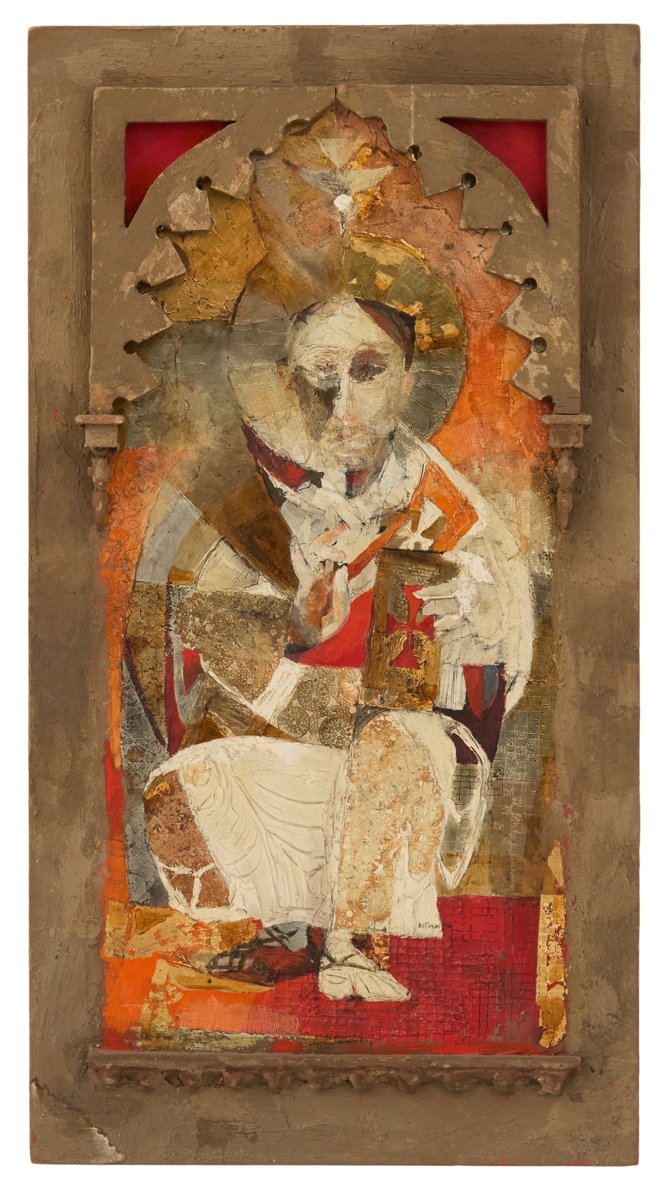 William Condon (American/Texas, 1923-1998): William Condon(American/Texas, 1923-1998)"Untitled", 1968mixed media on wood panelsigned and dated lower right.In an integral frame.framed 56" x 30" Provenance: Estate of Marie Bel Fay Evnochides