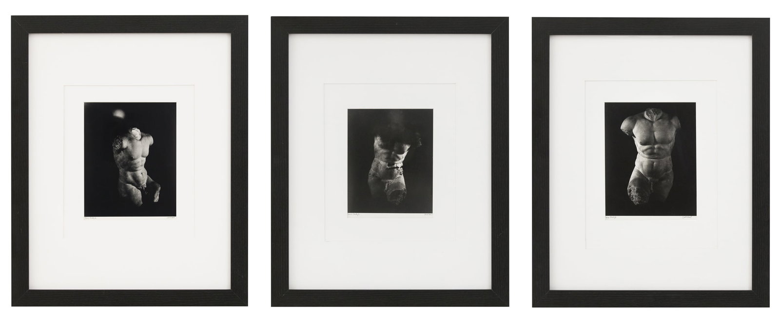 Christa Ougel (American/Louisiana, b. 1986): Christa Ougel(American/Louisiana, b. 1986)"Torso Study I""Torso Study II""Torso Study III"three gelatin silver printseach signed lower right and titled lower left.Framed alike.each sight 8-3/4" x