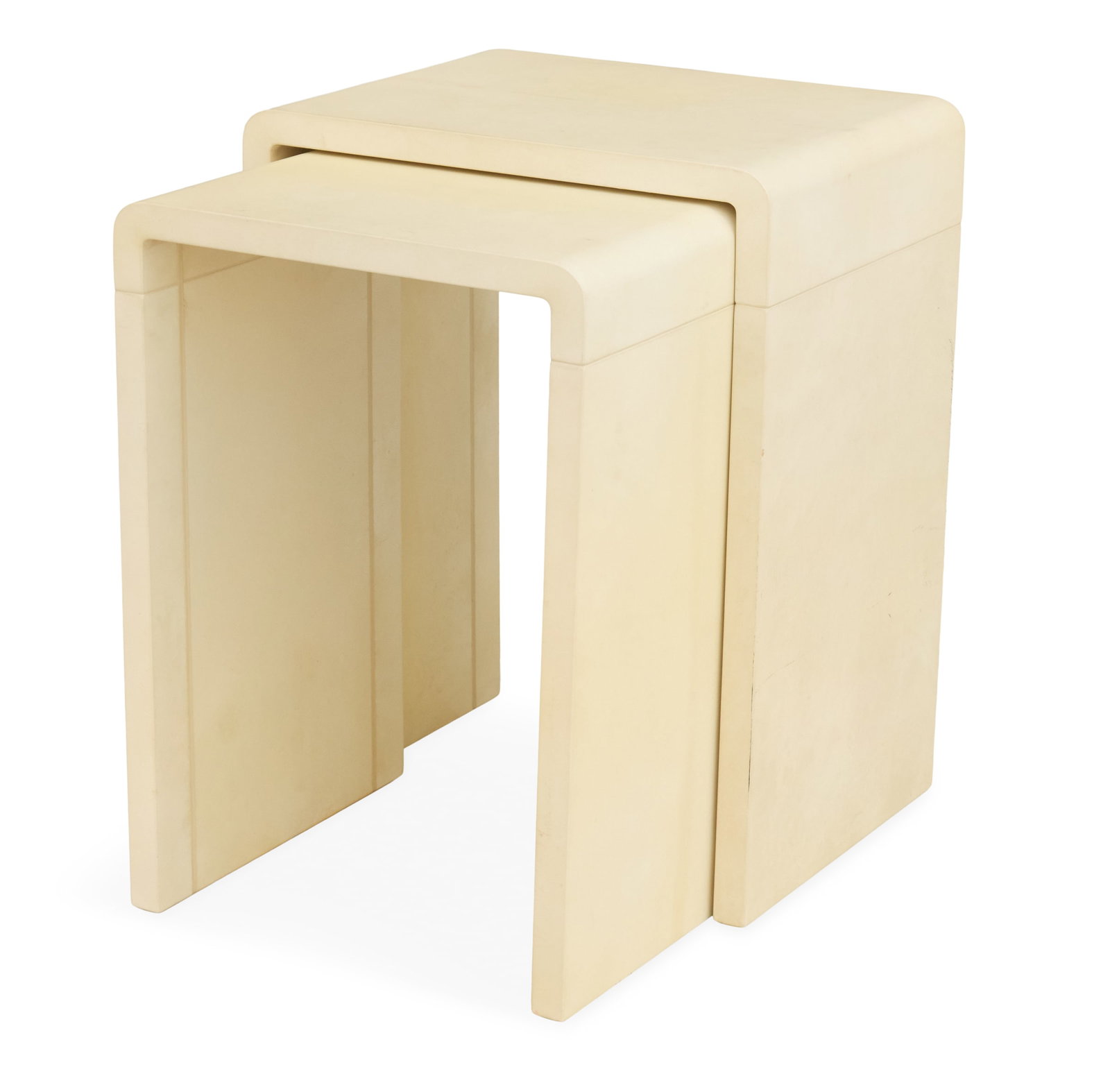 Pair of Modernist Vellum-Wrapped Nesting Tables (1 of 2)
