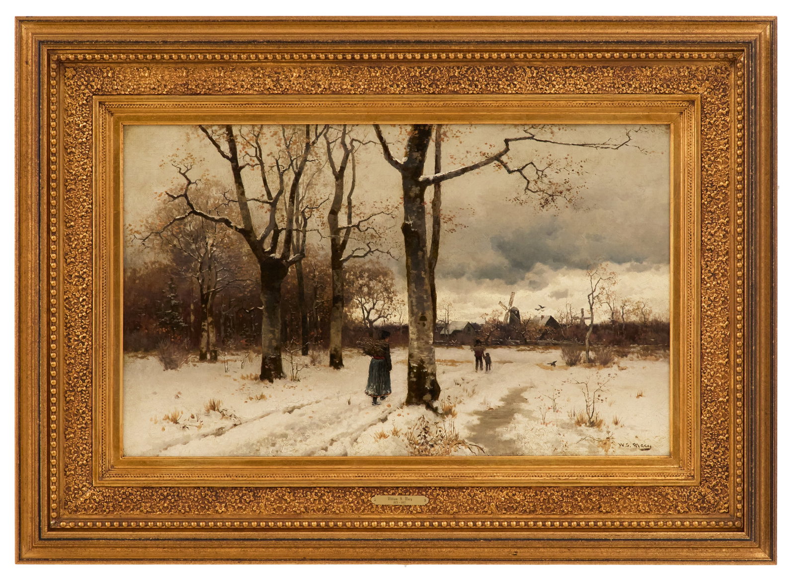 William Starbuck Macy (American, 1853-1945): William Starbuck Macy(American, 1853-1945)"Gathering Firewood"oil on canvassigned lower right.Framed.19-1/2" x 32", framed 29" x 40"