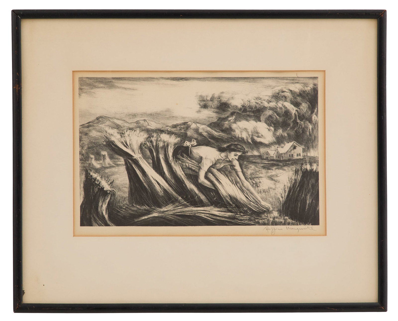 Peppino Gino Mangravite (American, 1896-1978): Peppino Gino Mangravite(American, 1896-1978)"Tomorrow's Bread"lithograph on paperpencil-signed lower right.Matted, glazed and framed.sight 9" x 14", framed 16-7/8" x 20-7/8"