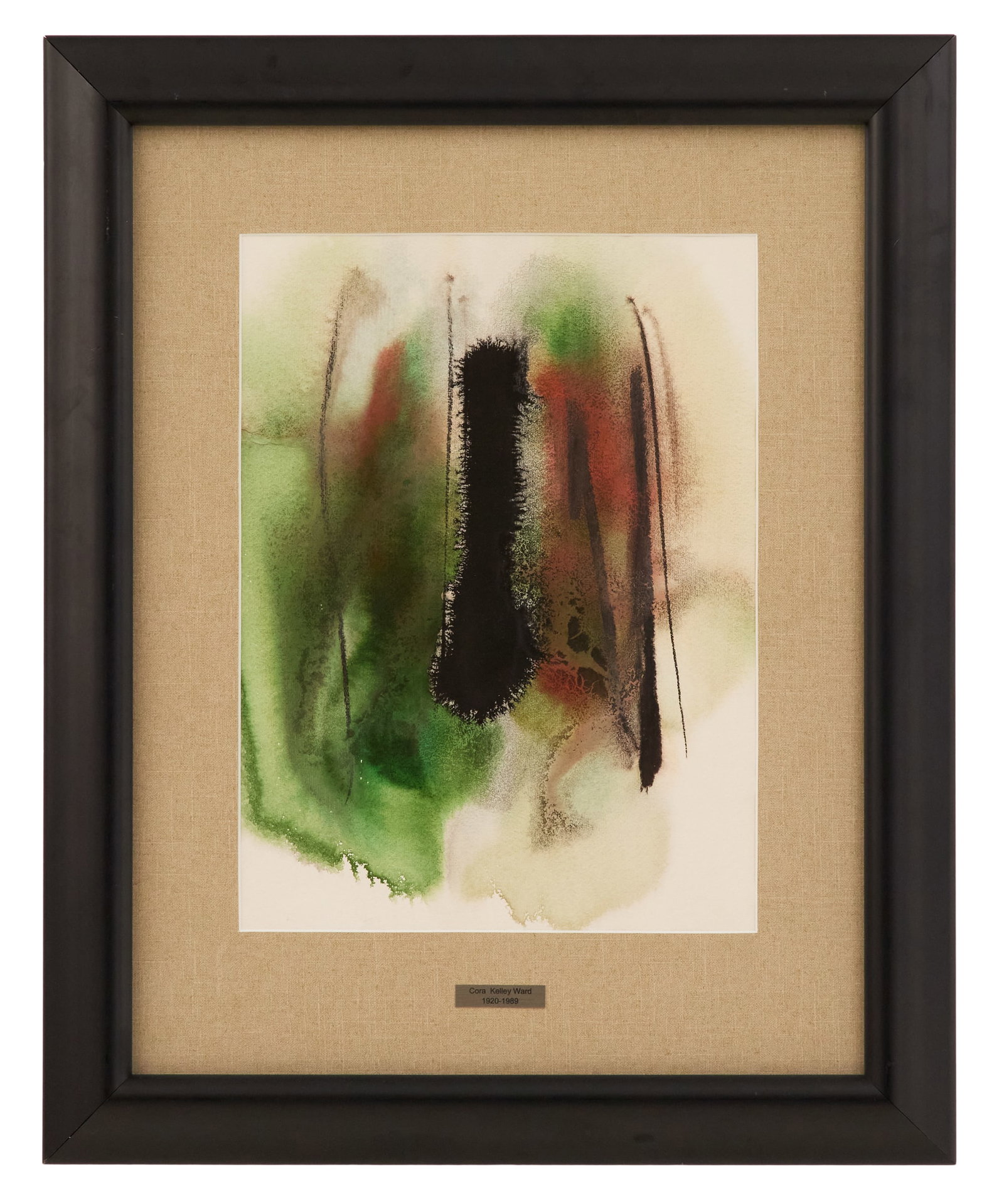 Cora Kelley Ward (American/Louisiana, 1920-1989): Cora Kelley Ward(American/Louisiana, 1920-1989)"Untitled"watercolor on paperunsigned, with artist plaque.Matted, glazed and framed.sight 15-1/4" x 11-1/2", framed 20-3/4" x 17-3/4" Provenance: Pr