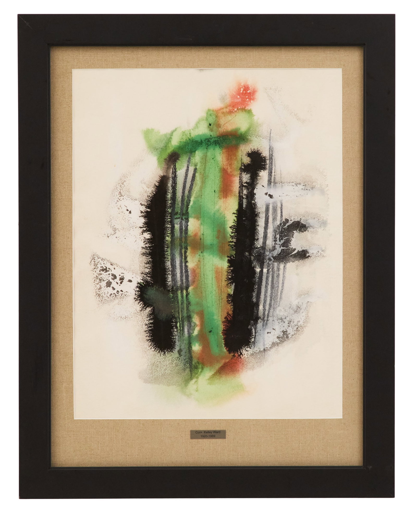 Cora Kelley Ward (American/Louisiana, 1920-1989): Cora Kelley Ward(American/Louisiana, 1920-1989)"Untitled"watercolor on paperunsigned, with artist plaque.Matted, glazed and framed.sight 19-1/2" x 14-3/4", framed 27-1/4" x 21-1/4" Provenance: Pr