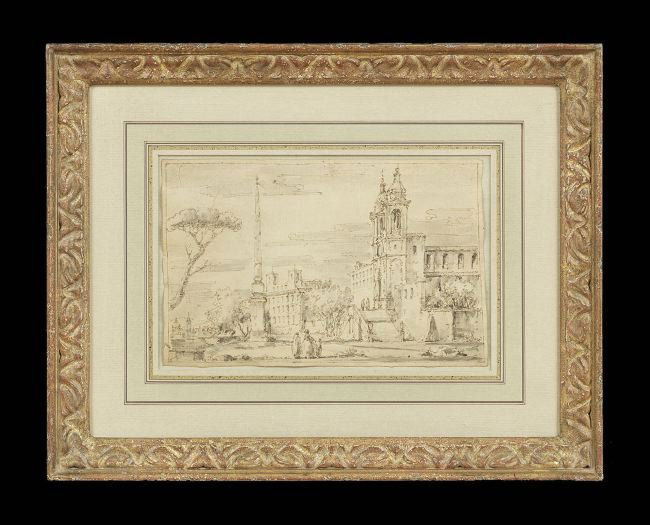 Italian School (20th Century): Italian School (20th Century), "Piazza Trinita dei Monti Roma" and "Santa Maria della Salute", ink and wash on paper, sight 6-3/4" x 10-3/4" and 8" x 10-3/4". Attractively matted, glazed and framed.