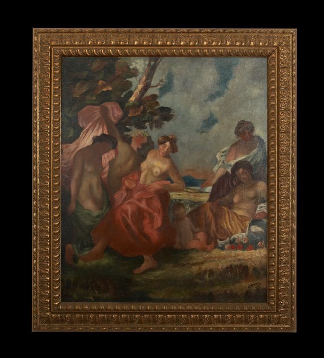 Continental School (20th Century): Continental School (20th Century), "Dance of the Nymphs", oil on canvas, signed lower right "Ch Martens", 32" x 27". Framed.