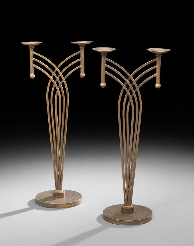 Pair of Art DecoStyle Double Candle Holders