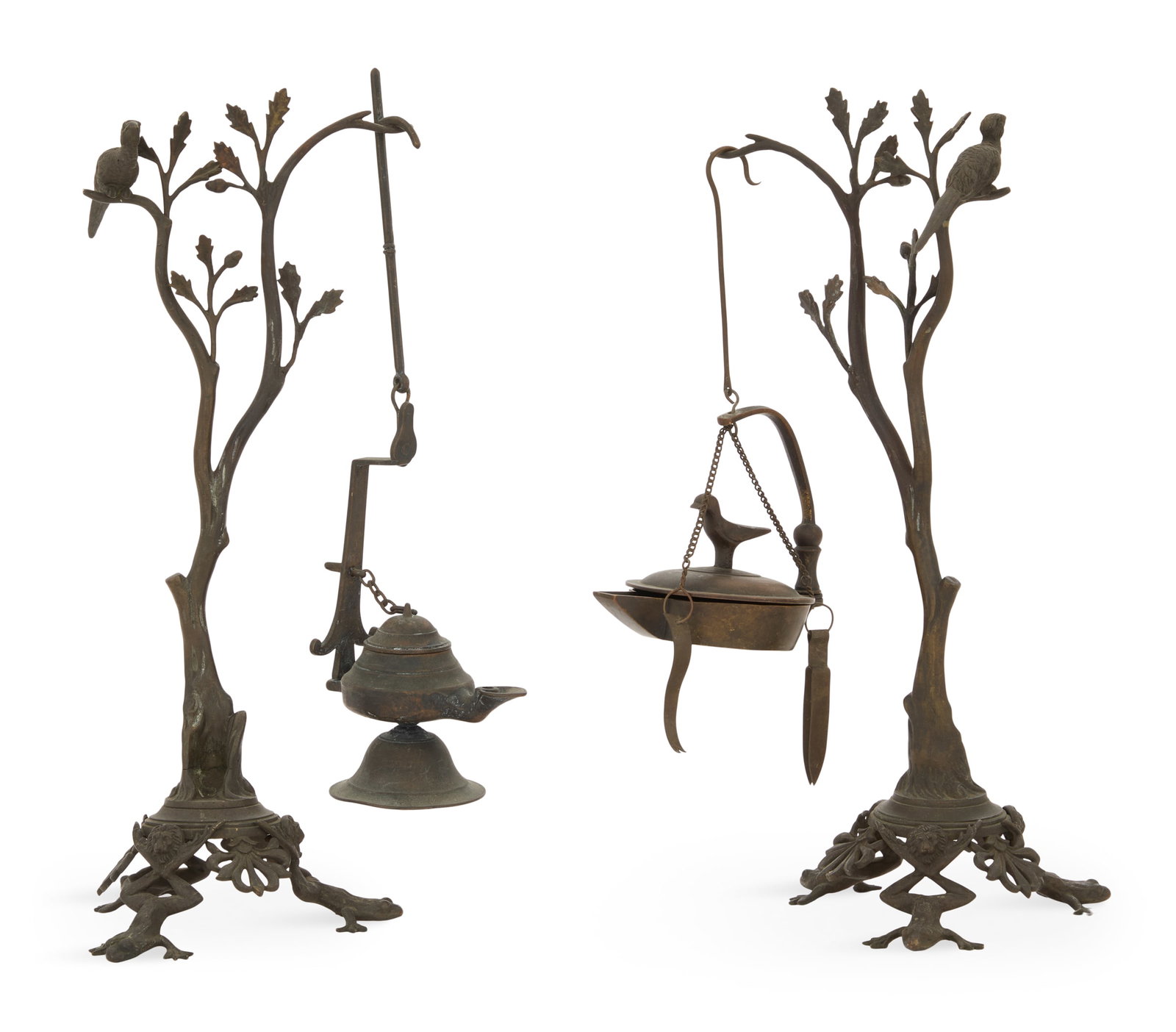 Pair of Italian Patinated Bronze Grand Tour Lamps (1 of 2)