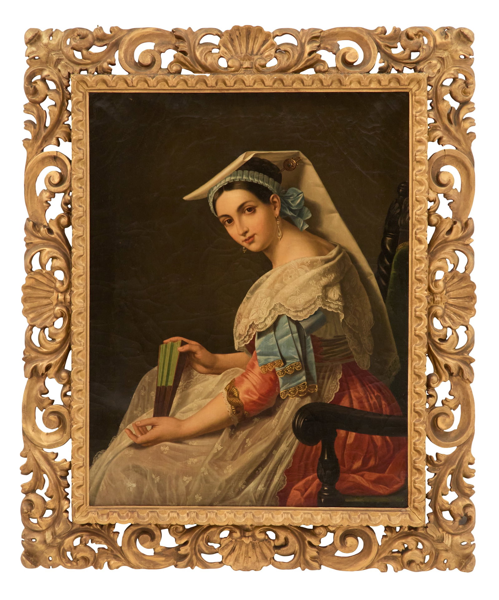 After Louis Pisani (Italian, 19th Century): After Louis Pisani (Italian, 19th Century) "Jeodora la Frascatana" oil on canvas unsigned, inscribed en verso, "Jeodora la Frascatana - a custom of the Frascati a copy made from a modern original by L