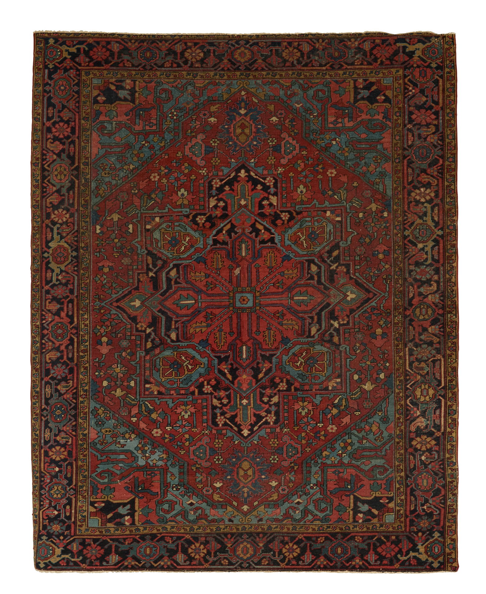 Antique Serapi Carpet: Antique Serapi Carpet 7' 7" x 9' 8" Provenance: Estate of Marie Bel Fay Evnochides, Houston, Texas. Proceeds from the sale of this lot will go to benefit the Fay School in Houston, Texas, and the Mari