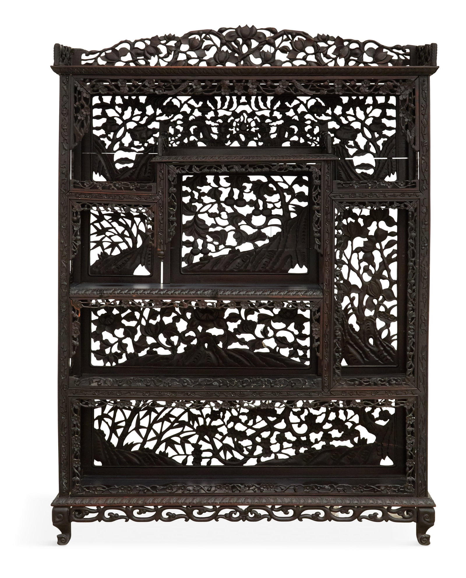 Chinese Carved Rosewood Etagere (1 of 3)