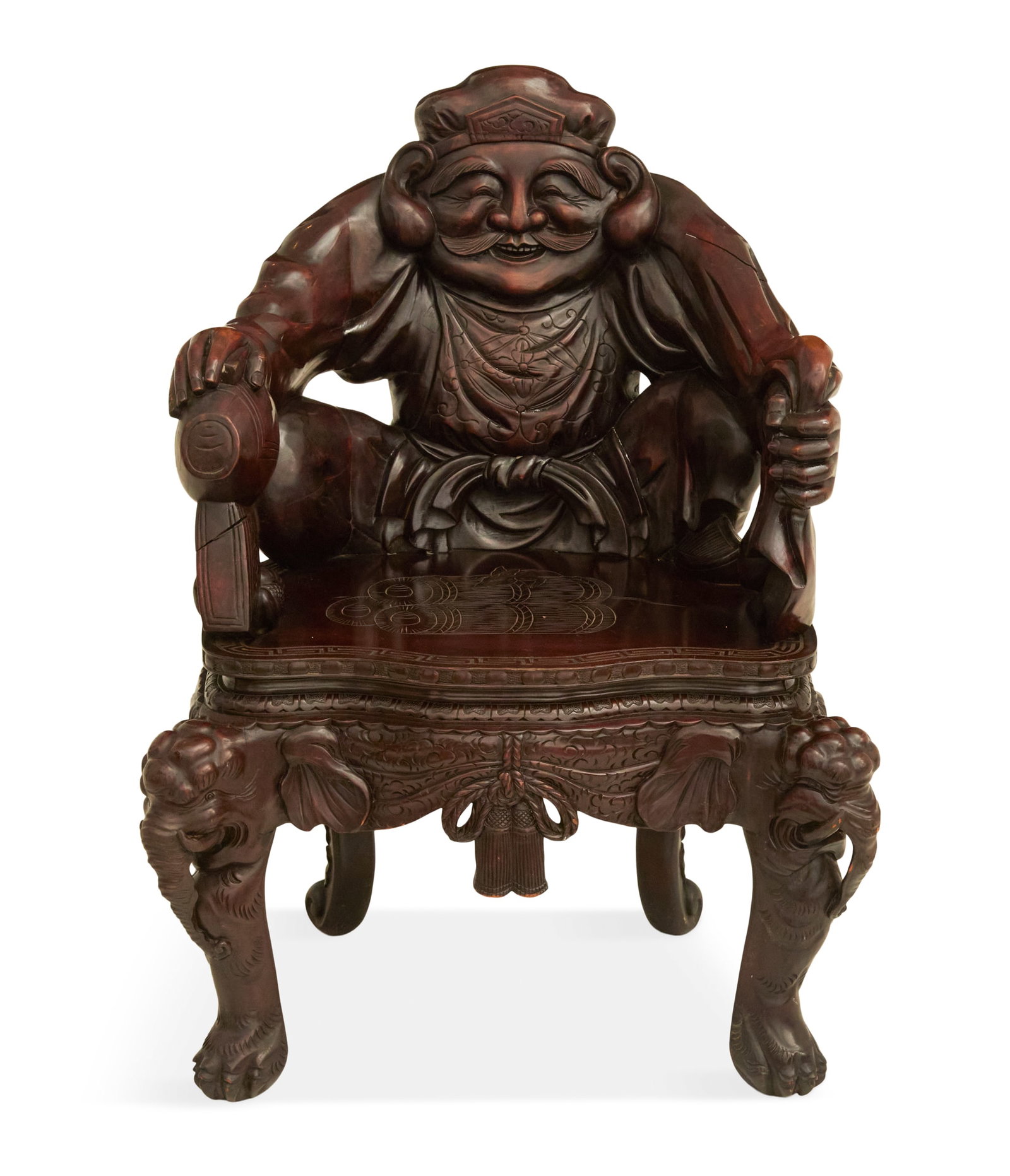Japanese Meiji Carved Hardwood Armchair (1 of 4)