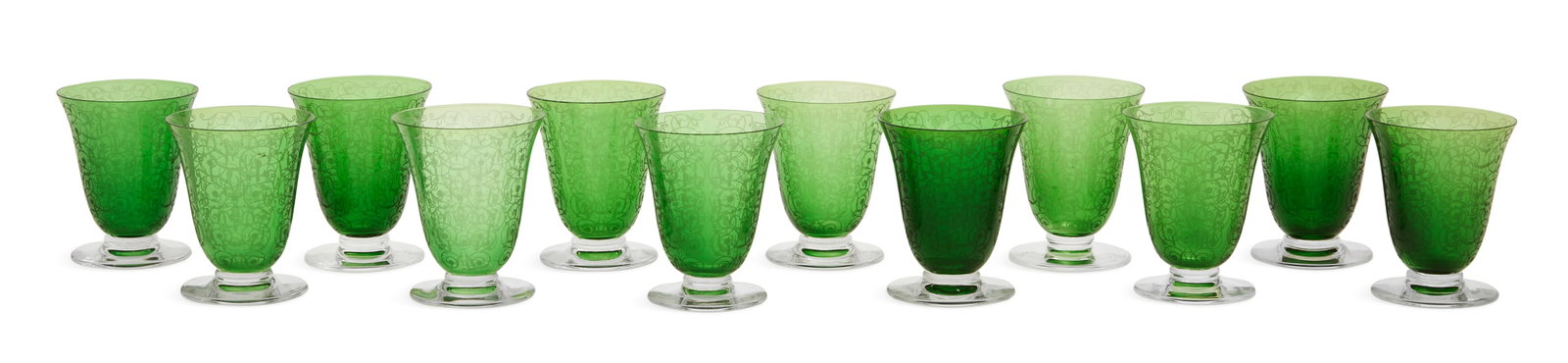 12 Baccarat Green "Michaelangelo" Claret Glasses (1 of 2)