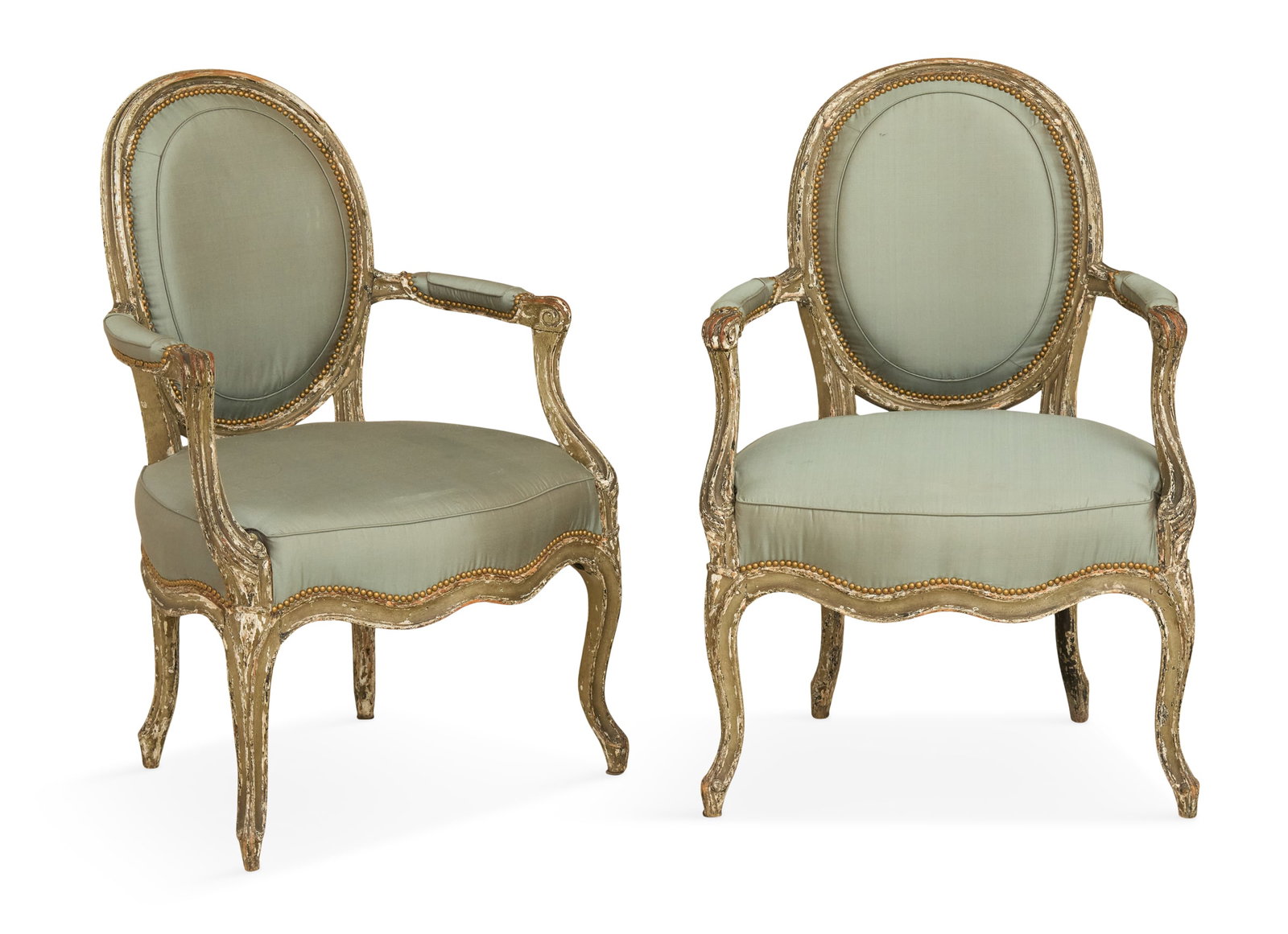Pair of Louis XV Polychrome Fauteuils (1 of 2)