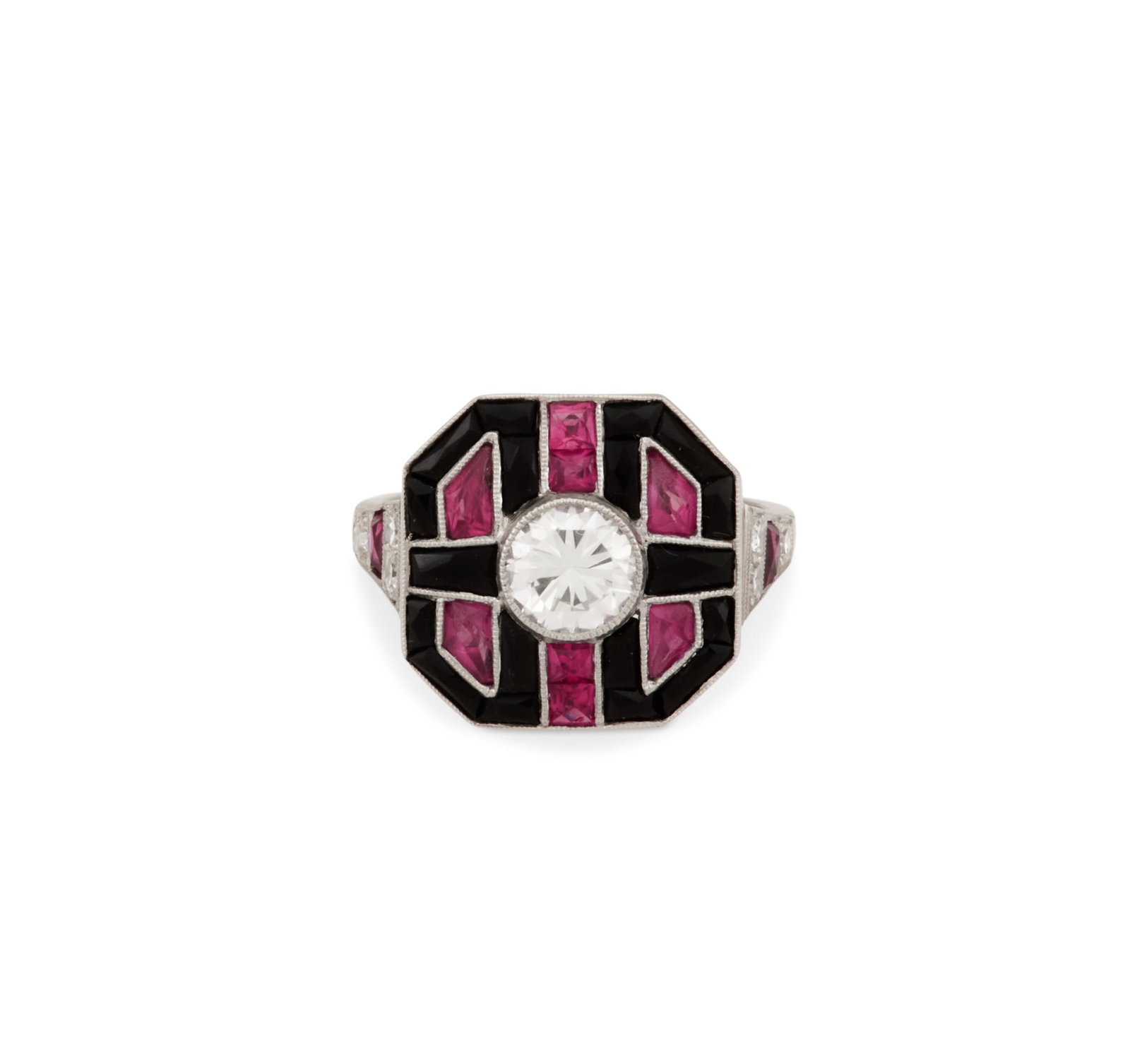 Diamond, Ruby and Onyx Ring (1 of 3)