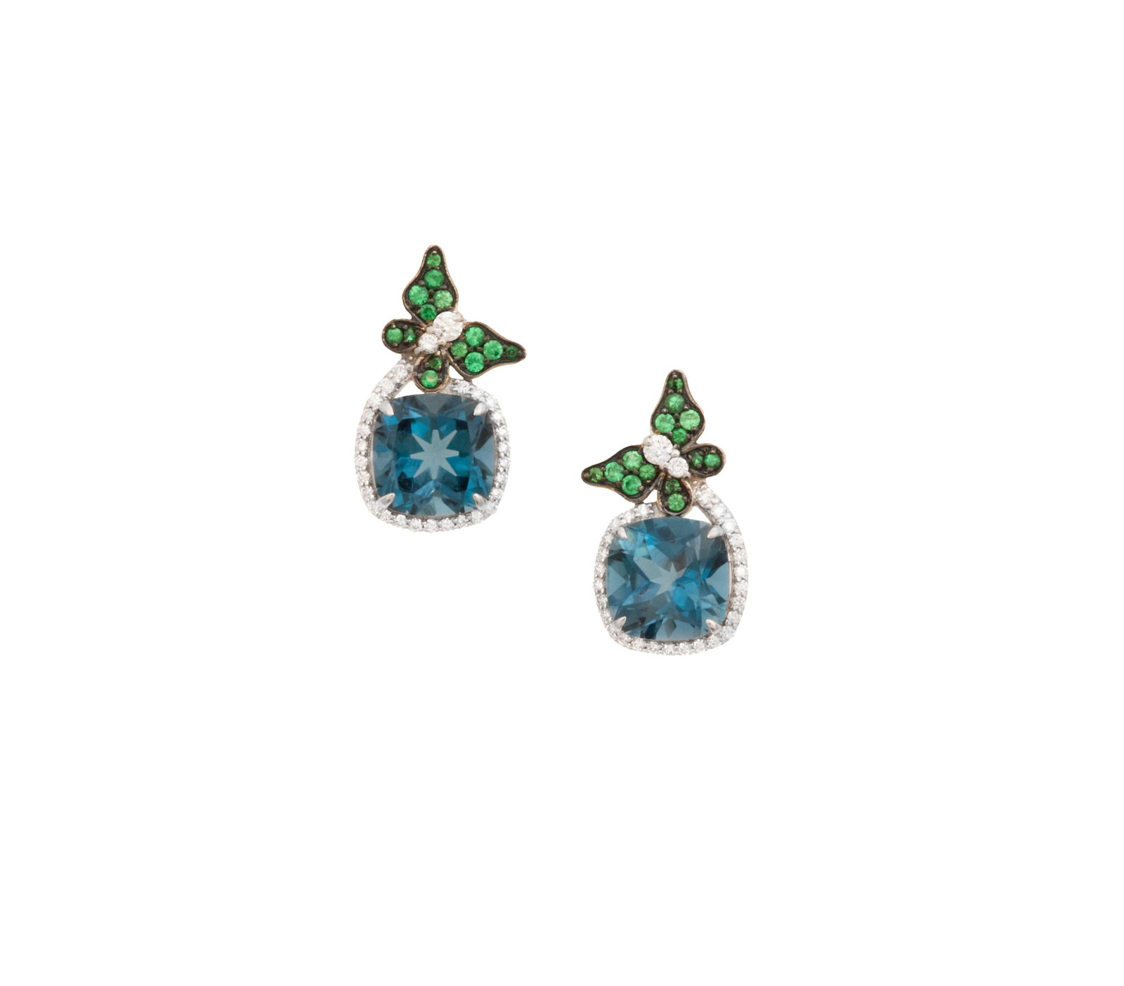 Topaz, Tsavorite Garnet and Diamond Earrings (1 of 1)
