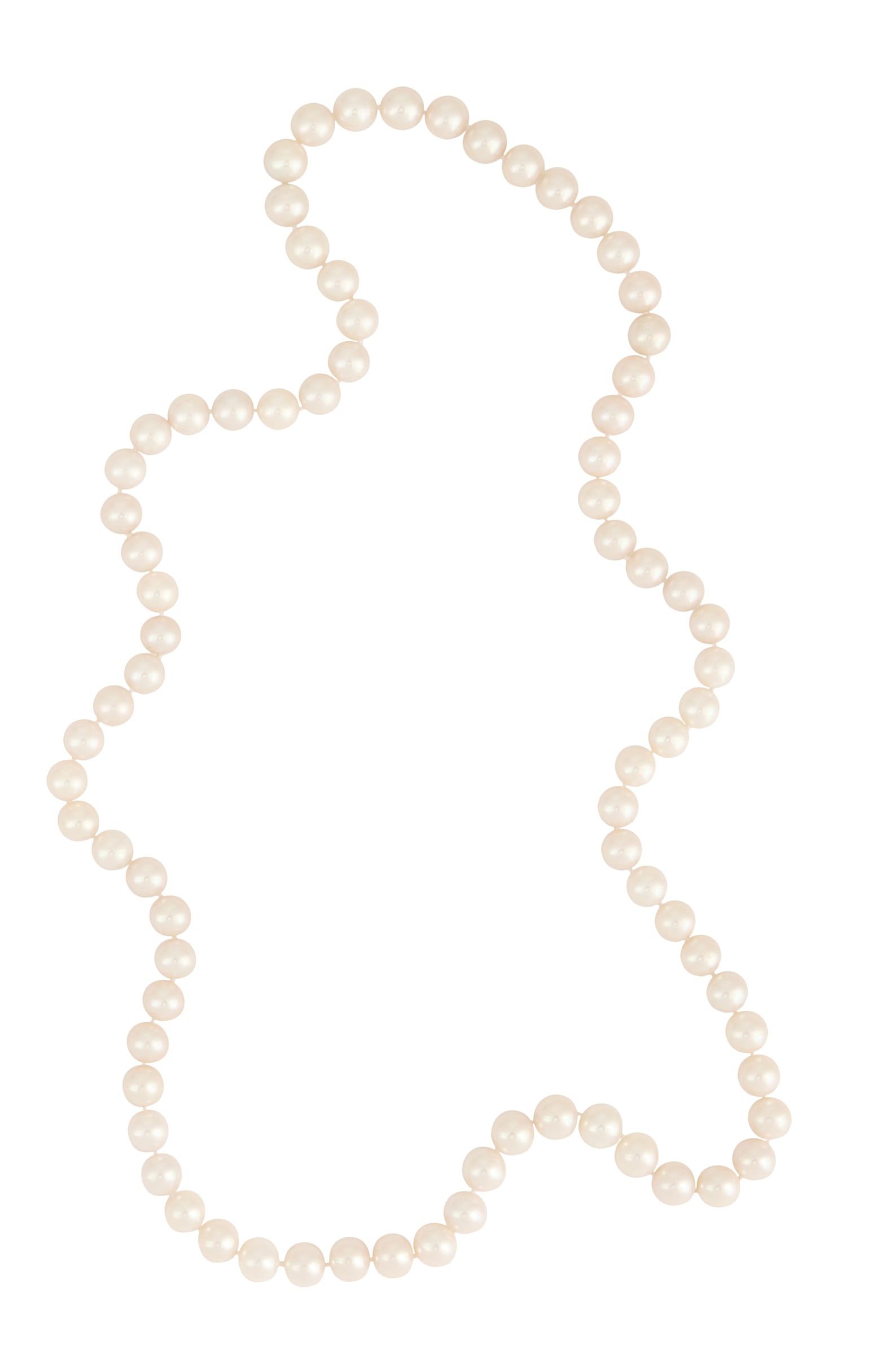 Strand of Cultured Pearls: Strand of Cultured Pearls the necklace composed of white pearls with a good luster, ranging in size from 10.50mm to 11.00mm. l. 34"