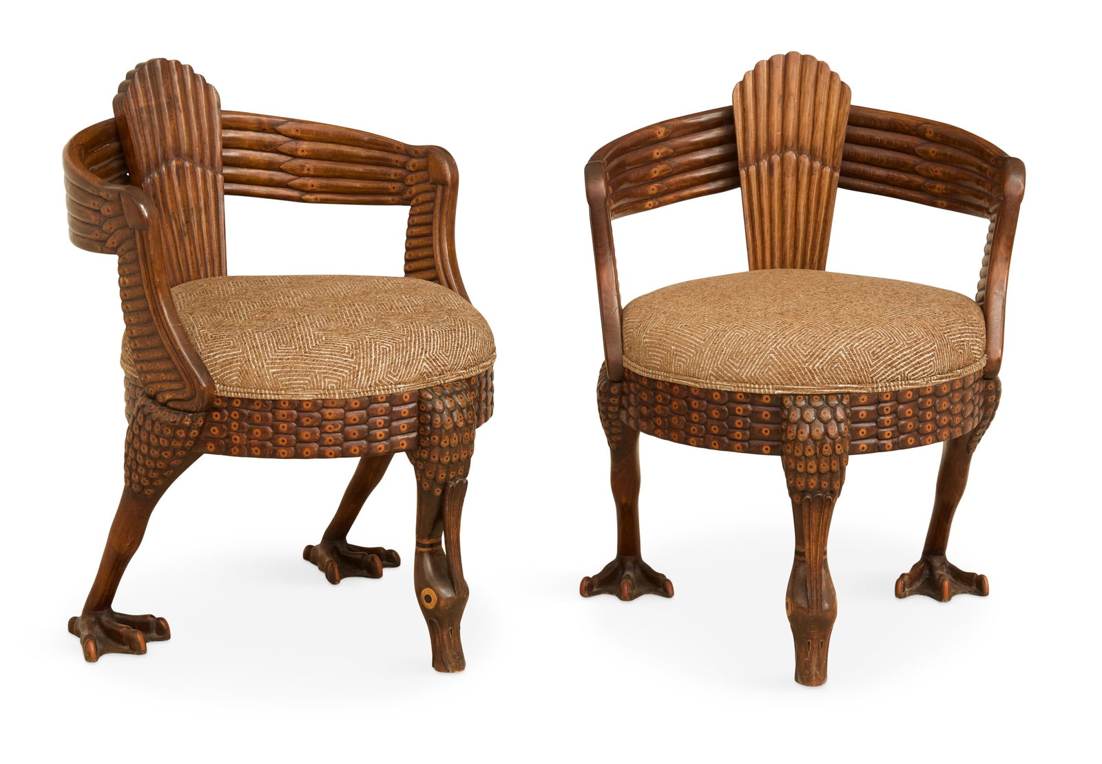 Pair of Egyptian Revival Peacock-Form Chairs (1 of 8)