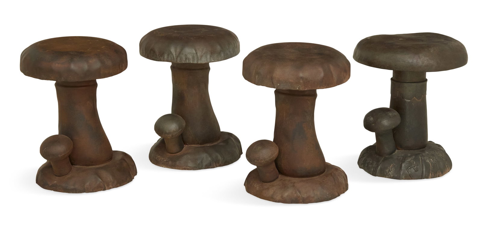Four Molded Zinc Toadstool-Form Garden Seats (1 of 2)
