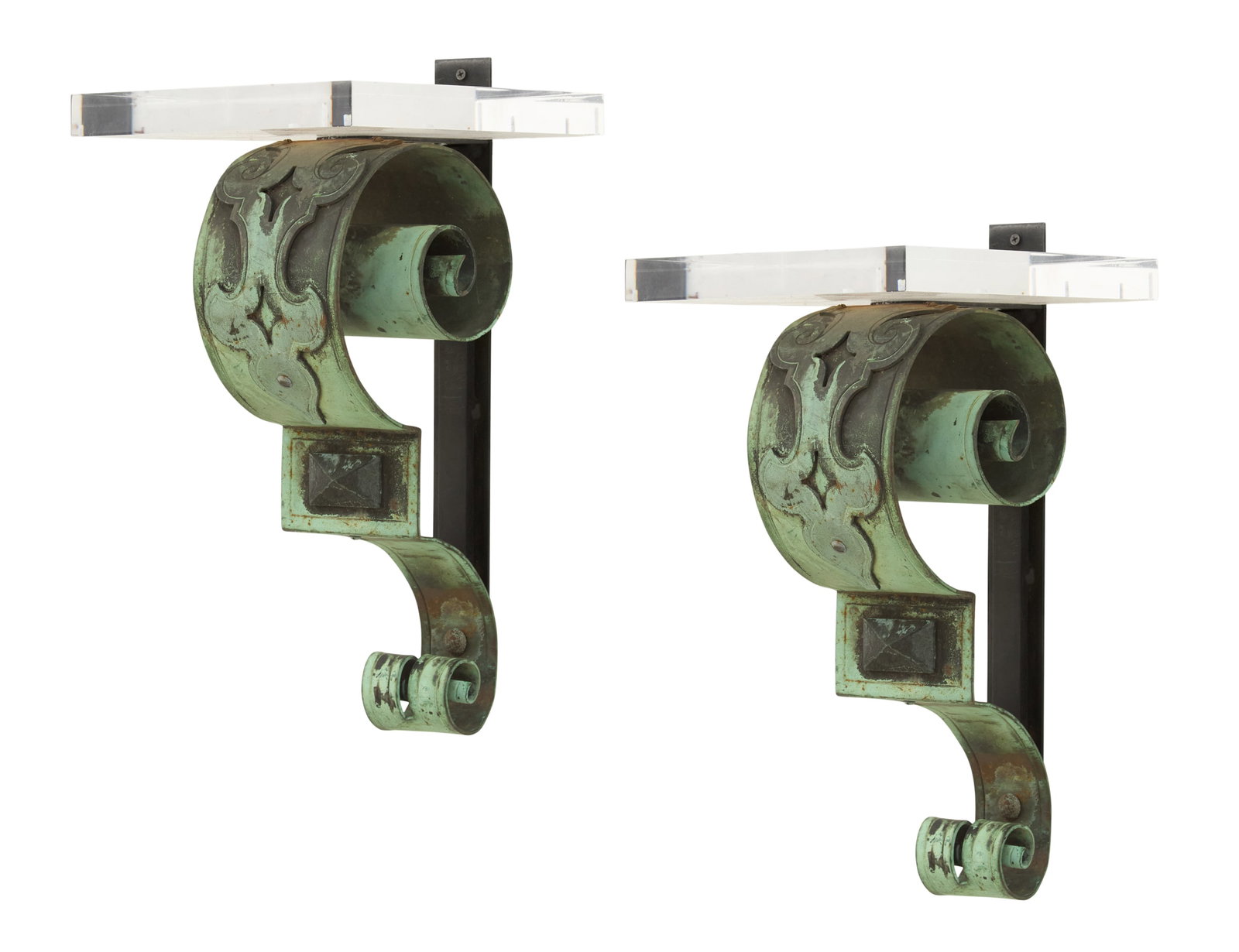 Pair of Belle Epoque Patinated Copper Brackets (1 of 7)