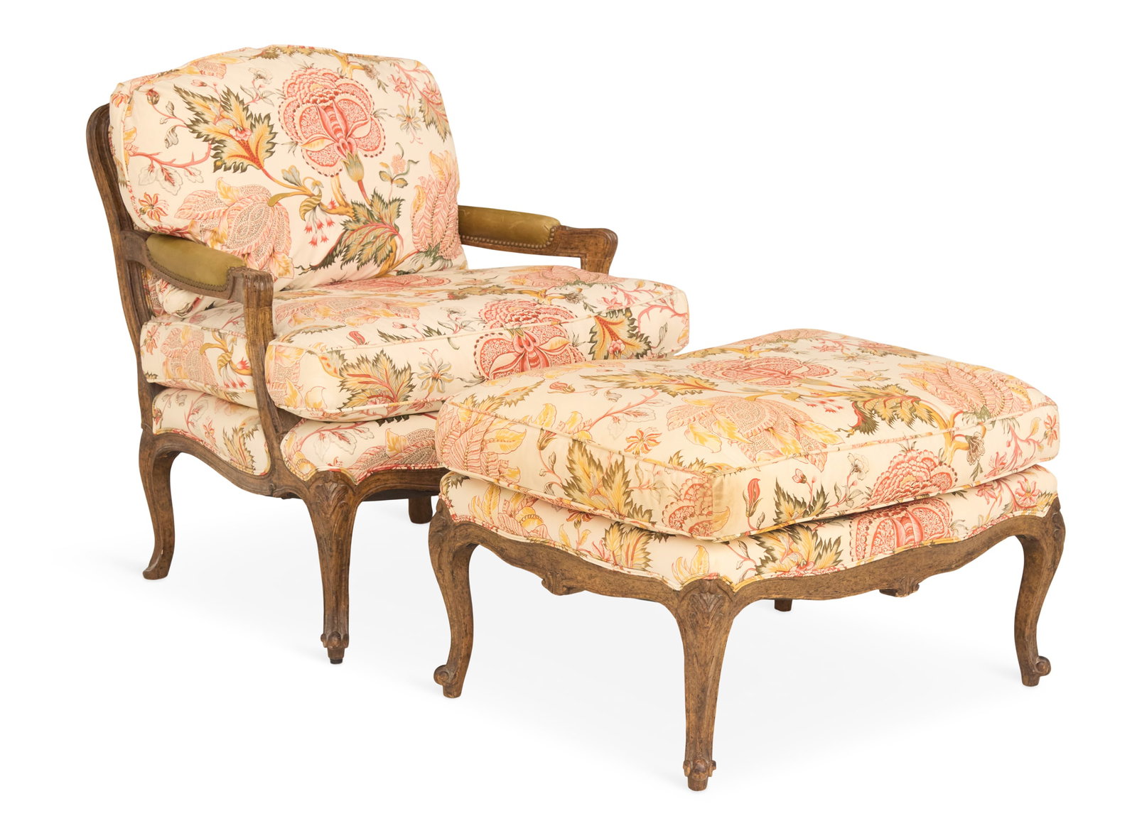 French Fruitwood Fauteuil and Matching Ottoman (1 of 3)